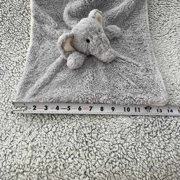 Linzy Elephant Baby Lovey Plush Rattle Gray Cream Security Blanket Fluffy 14" - Picture 6 of 10